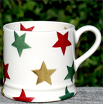 Emma Bridgewater small mug Red Green & Gold Star
